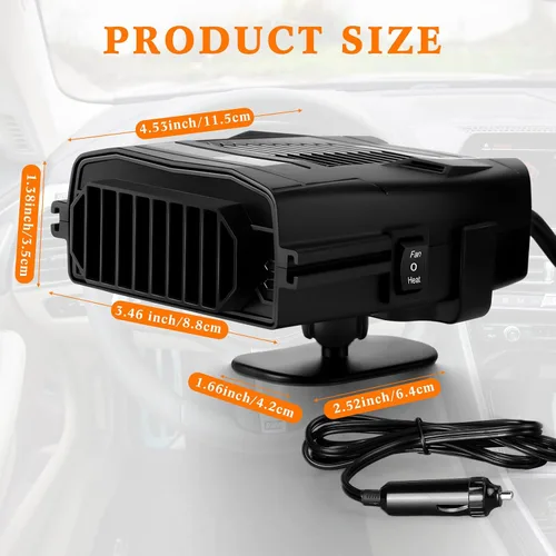 Vista 2 de Baquler 2 Piezas 12 V 150 W Calentador de Coche Ventilador Invierno Desempañador y Descongelador de Parabrisas Calentadores de Asiento 2 en 1
