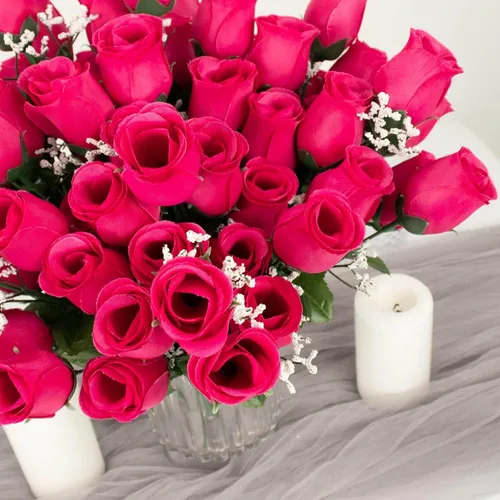 Vista 2 de Efavormart - 12 arbustos Ramos de flores artificiales de seda prémium color fucsia