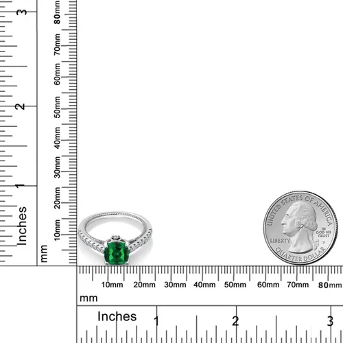 Vista 6 de Gem Stone King Anillo de compromiso de plata de ley 925 con piedra natal de 0.276 in y zafiro blanco creado Anillo de compromiso de boda