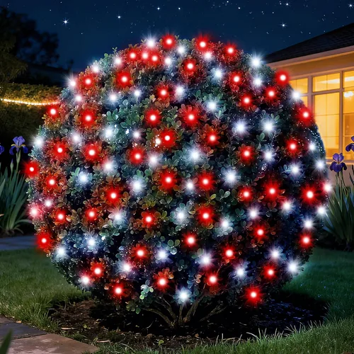 Vista 7 de Red de luces LED de Navidad para exteriores, decoraciones de Navidad para exteriores, 120 LED, 6 pies x 4 pies, con certificación UL, conectable