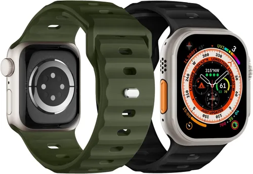 Vista 15 de Correa deportiva compatible con Apple Watch Ultra 2 Band de 1.929 in 1.811 in 1.772 in 1.732 in 1.654 in para hombres, correas de silicona suave
