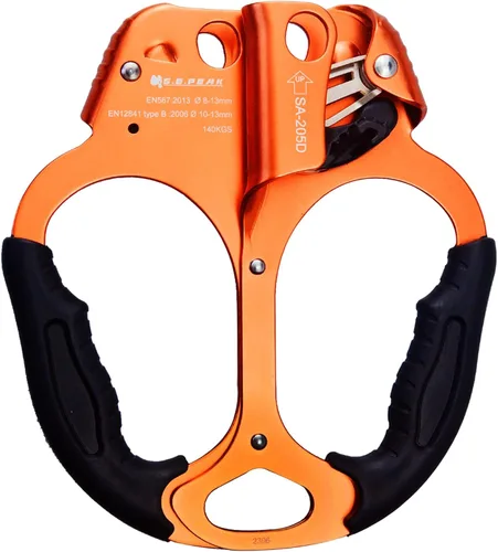 Vista 15 de Ascensor de mano CE, equipo de engranaje de rapel de 308.6 lbs con mango de goma ergonómico para arbolista de árboles de escalada en roca