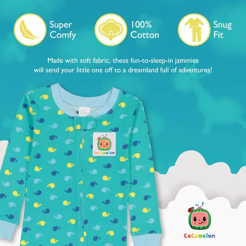 Vista 3 de CoComelon Pijama unisex de algodón ajustado sin pies para niños