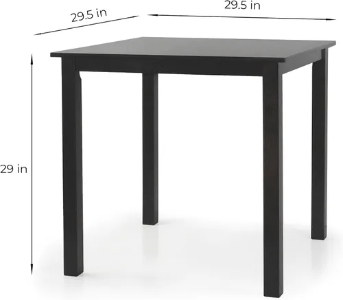 Vista 8 de Juego de cocina de comedor de 3 piezas, mesa cuadrada y 2 sillas cálidas en acabado negro espresso