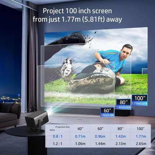Vista 5 de HP Proyector FHD portátil MC475, aplicación oficial de Netflix, WiFi, Bluetooth, lente de corto alcance, soporte 4K, enfoque automático y Keystone