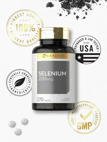 Vista 5 de Carlyle Suplemento de selenio 200 mcg 270 tabletas Fórmula vegetariana, sin OMG y sin gluten