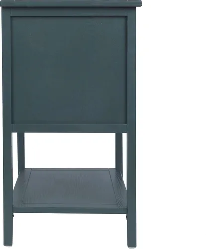 Vista 18 de ZeHuoGe Mesita de noche de ratán, mesa auxiliar con 2 cajones profundos, fusión moderna-rústica, gris, 22 pulgadas de ancho x 28.35 pulgadas de alto