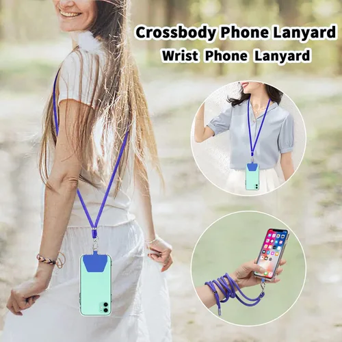 Vista 2 de SS Cordón para teléfono, correa de cuello desmontable ajustable con parche para teléfono adecuado para cualquier teléfono celular Smartphones - Azul