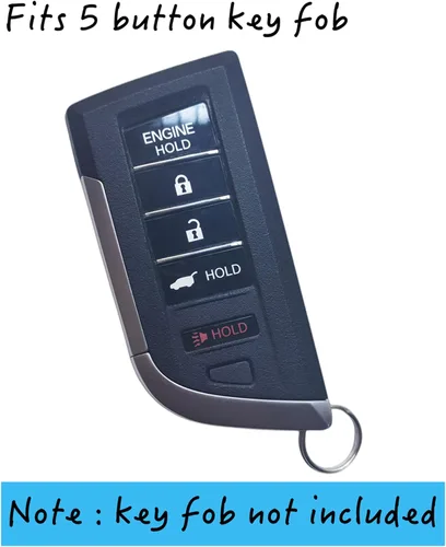 Vista 2 de 2 piezas de funda de llave inteligente de silicona para control remoto Acura RDX MDX Integra A-spec 2022 2023 2024 con 5 botones (negro)