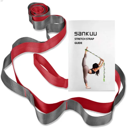 Vista 9 de SANKUU - Correas de yoga para estiramiento con 12 bucles, póster de entrenamiento, correas para estiramiento, equipo de terapia física, bandas