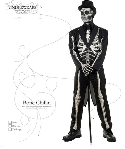 Vista 2 de UNDERWRAPS Disfraces de hombre Bone Chillin Skeleton Costume Esmoquin