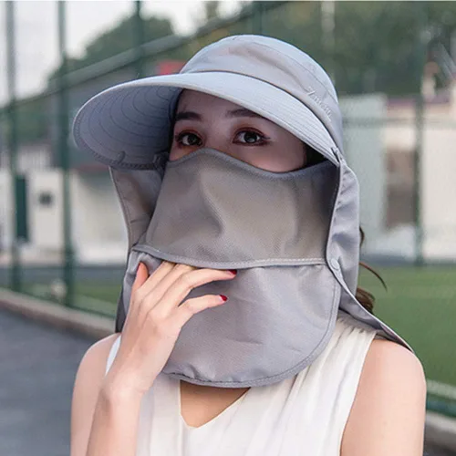 Vista 3 de Moda al aire libre UPF 50+ protección solar UV impermeable de secado rápido transpirable cara cuello solapa cubierta plegable sombrero de sol