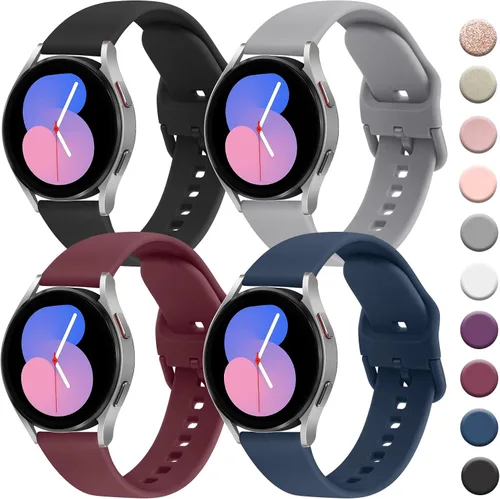 Vista 15 de 4 PACK Bands Compatible with Samsung Galaxy Watch 4 40mm 44mm/ 4 Classic 42mm 46mm, 20mm Adjustable Silicone Sport Replacement Strap for Samsung