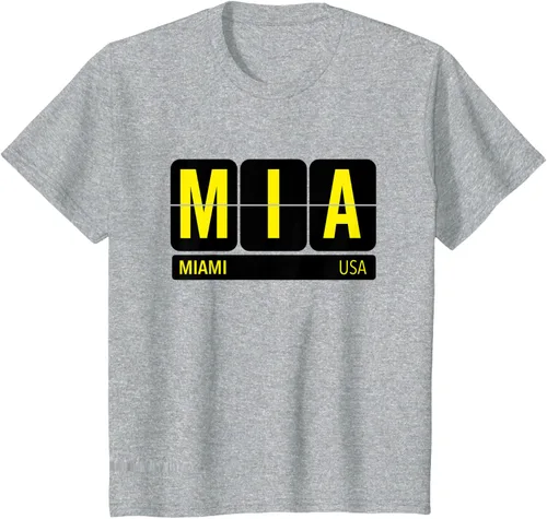 Vista 11 de MIA Miami Florida USA Travel Souvenir Yellow Text Camiseta, Blanco