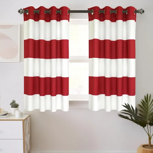 Vista 21 de DriftAway Cortinas negras con rayas para oscurecimiento de habitación, cortinas con ojales clásicas de rayas horizontales para dormitorio, sala