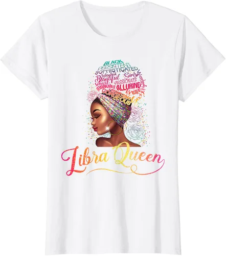 Vista 6 de Libra Queen Afro - Camiseta de cumpleaños para mujer de septiembre de octubre, melanina, Negro, S