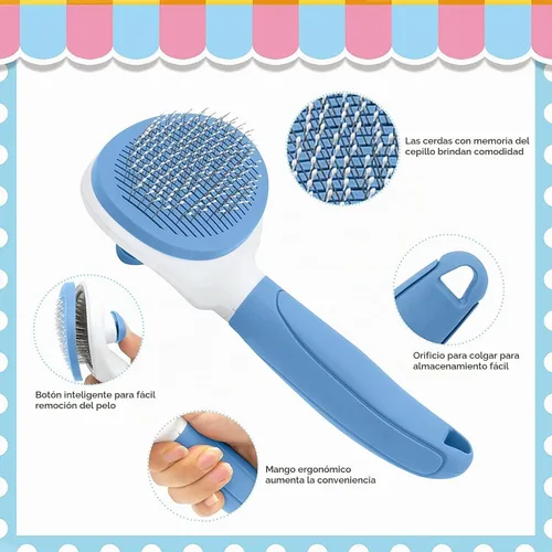 Vista 3 de Cepillo Deslizante de Autolimpieza, Cepillos para Gatos de Interior con Peine de Metal, Cepillos de Pelo para Perros y Gatos para Mudanza de Pelo