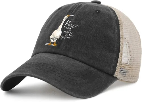 Vista 2 de Sombrero de ganso divertido sombrero de ganso tonto en el sombrero de camionero suelto mujeres gorra de malla vintage para verano