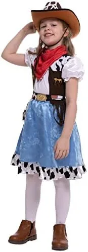 Vista 2 de Spooktacular Creations Blue Cowgirl Costume, Cute Cowgirl Outfits for Girls Halloween Theme Party and Role Play
