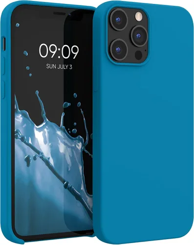 Vista 12 de kwmobile Funda compatible con Apple iPhone 12 Pro Max, funda de silicona TPU con acabado suave, color azul báltico