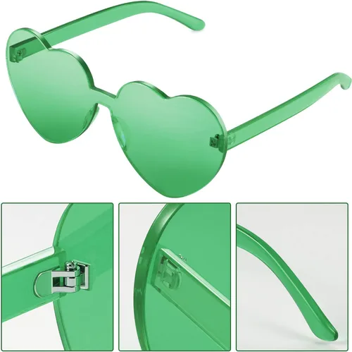 Vista 3 de Maxdot - Lentes de sol transparentes sin marco con forma de corazón para fiestas
