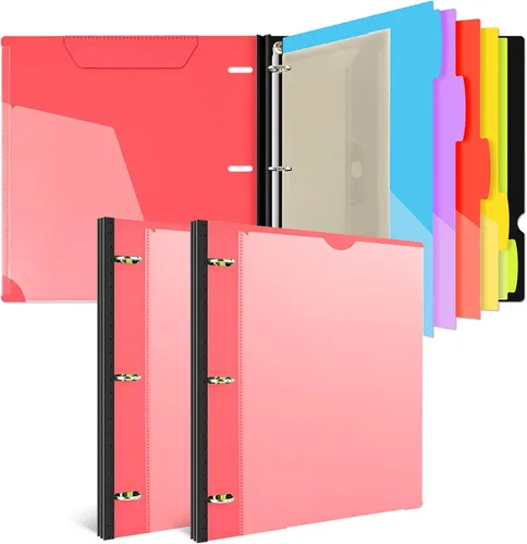 Vista 14 de INFUN Carpeta organizadora de proyectos telescópica de 3 anillos de 1 pulgada, 13 bolsillos, cubierta frontal personalizable, divisor de bolsillo