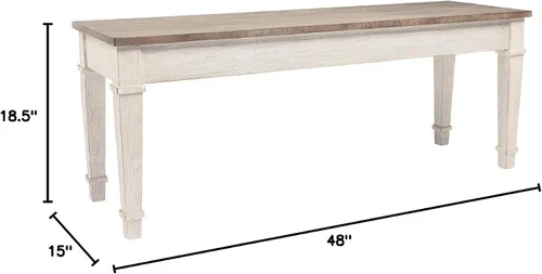 Vista 8 de Signature Design by Ashley Skempton - Silla de comedor moderna de 20 pulgadas, 2 unidades, banco de almacenamiento de granja Skempton Whitewash