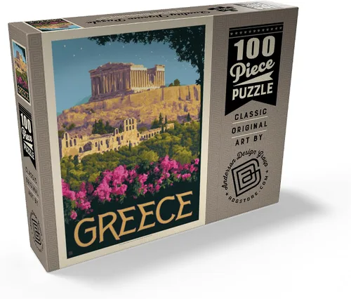 Vista 2 de MyPuzzle Greece: The Parthenon, póster vintage, rompecabezas de 100 piezas para adultos