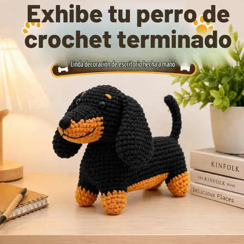 Vista 6 de Nikolle Kit de ganchillo de perro salchicha para principiantes, kit de Negro
