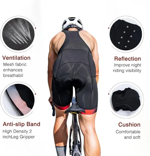 Vista 3 de Santic Pantalones cortos de ciclismo para hombre con relleno 4D para bicicleta de carretera