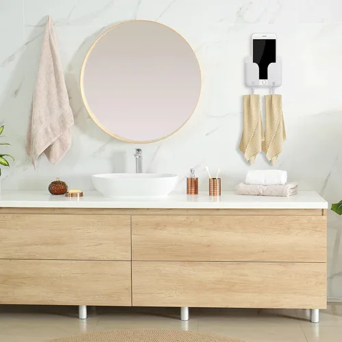 Vista 5 de 3 soportes adhesivos para control remoto de pared, soporte para teléfono sin necesidad de taladrar agujeros en la pared, organizador universal