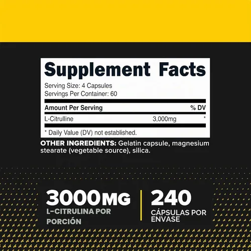 Vista 2 de Primaforce L-citrulina 3000mg, 240 cápsulas, 60 porciones