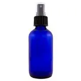 Vista 3 de Botella de vidrio azul cobalto de 4 fl oz con tapa de spray negra (paquete de 4)