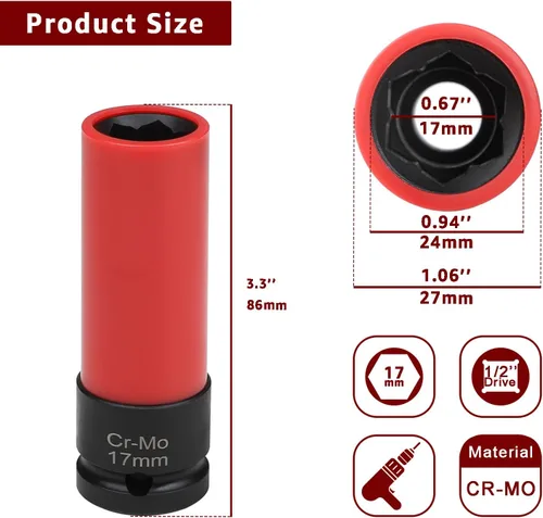 Vista 2 de Receptáculo protector para tuerca de rueda para Mercedes Benz con tuerca de rueda de cabeza de flor convexa de 17 mm