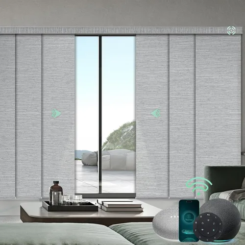 Vista 19 de Yoolax Persianas de puerta corredera inteligentes XL personalizadas, persianas motorizadas compatibles con Alexa, persianas de tela opacas Basalto