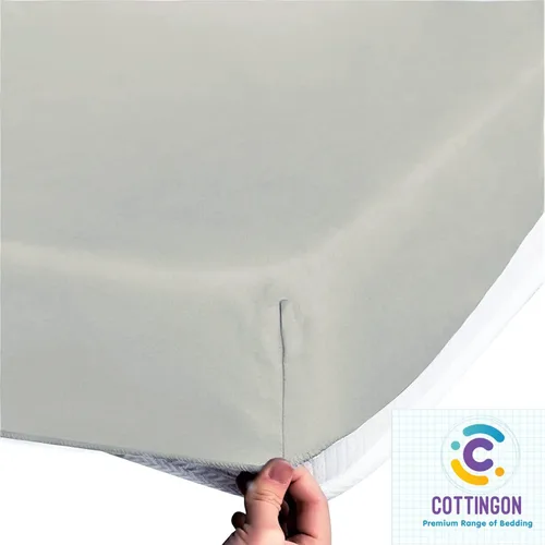 Vista 3 de Sábana bajera ajustable de tamaño para catre de 30" x 75", 100% algodón egipcio, perfecta para literas de campamento/casas rodantes/camas de Gris