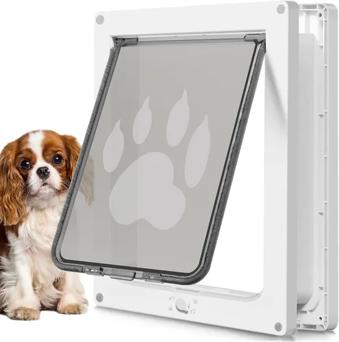 Vista 10 de CEESC Puerta grande para perros de hasta 100 libras, puerta resistente a la intemperie para gatos y perros, duradera, panel de cierre a presión