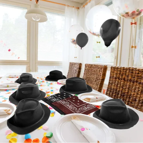Vista 7 de Hillban Paquete de 48 Sombreros de Vaquero y Conjunto de Bandanas, Sombreros de Vaquera para Niños y Niñas, Sombreros de Fiesta de Vaquero