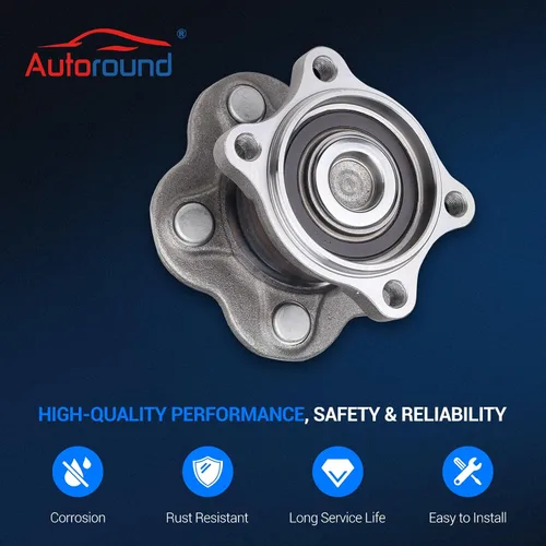 Vista 5 de Autoround 512201 Conjunto de cubo y rodamiento de rueda trasera compatible con Nissan Altima 2002-2006/Maxima/2004-2008 Quest 5 Lug W/ABS 2004-2008