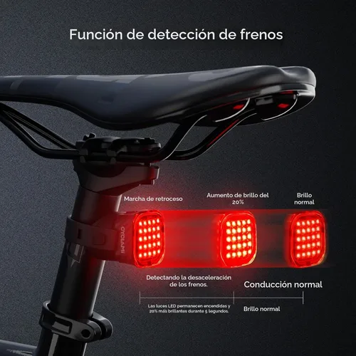 Vista 4 de Juego de luces para bicicleta – 2000 lúmenes USB recargable y luz trasera de seguridad, 5+4 modos, visibilidad de 656.2 ft, montaje sin