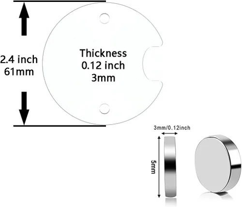 Vista 3 de 10 piezas de acrílico en blanco para vaso con imán, base de acrílico en blanco para tapa de vaso de 20 onzas