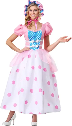 Vista 4 de Women's Little Bo Peep Halloween Costume Classic Story Character Outfit with Bonnet & Polka Dot Dress
