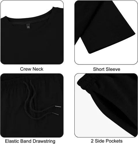 Vista 5 de Uni Clau Conjunto corto de 2 piezas para hombre, conjunto de camisa y pantalones cortos de verano a la moda