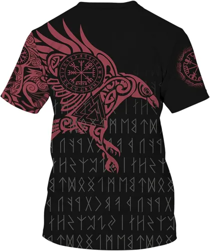 Vista 2 de GLUDEAR Camiseta Vikings para hombre, diseño de mitología nórdica, con estampado 3D