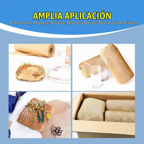 Vista 7 de Rollo de papel de embalaje de panal de abeja de 12 pulgadas x 295 pies con calcomanías frágiles, envoltura acolchada biodegradable para mudanza