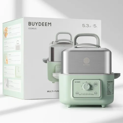 Vista 9 de BUYDEEM G52 - Vaporizador Eléctrico de Alimentos de 5.3 Cuartos de Galón para 2-4 Porciones, Vaporizador de Verduras para Cocinar, Mantiene Caliente