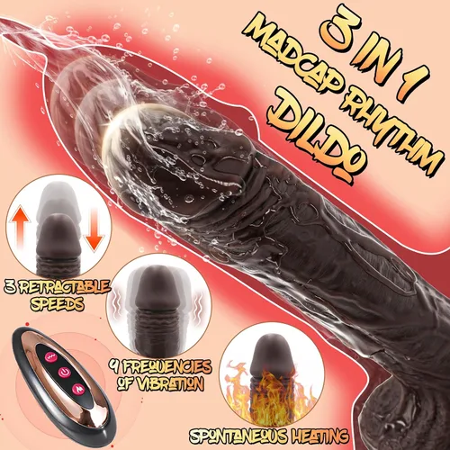 Vista 4 de Juguete adulto realista de la polla del silicón de 9 pulgadas para las mujeres con la ventosa fuerte y el contorno remoto para el juego manos libres