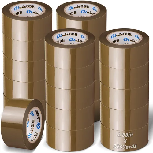 Vista 12 de Oleitodh 36 rollos de cinta de embalaje marrón con dispensador, cinta de envío resistente de 1.88 pulgadas x 60 yardas, repuestos de cinta