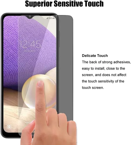 Vista 6 de (3+3) para Samsung Galaxy A32 5G (3 unidades) Protector de pantalla de privacidad anti espía película de vidrio templado privado con protector