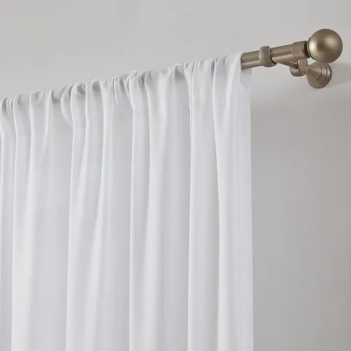 Vista 2 de Warm Home Designs Cortinas transparentes de gasa blanca con lazos de amarre. WEC Blanco 120